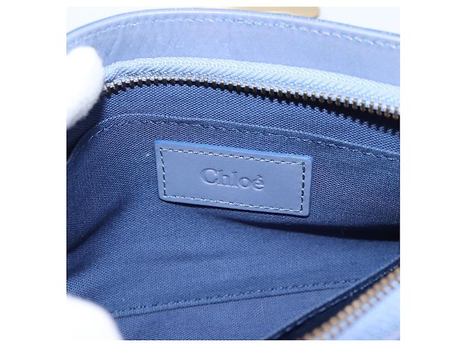 Chloé Borsa Clutch Chloe in Pelle Azzurro Oro Auth 201007A D'oro Blu chiaro - vista 18