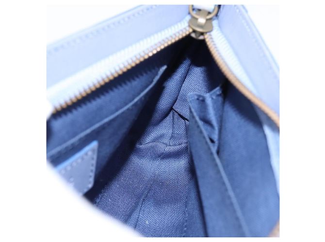 Chloé Borsa Clutch Chloe in Pelle Azzurro Oro Auth 201007A D'oro Blu chiaro - vista 19