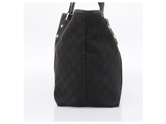 Borsa Tote GUCCI GG Canvas Sherry Line Nero Oro 139260 Auth 199881 D'oro - vista 4