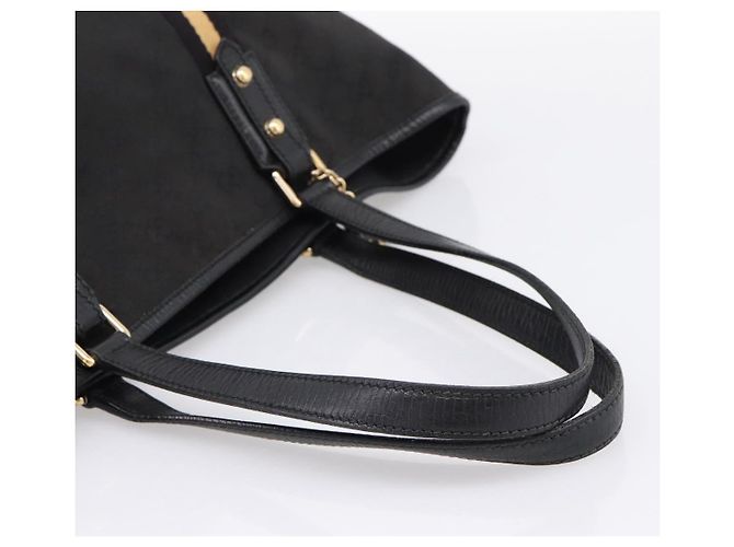 Borsa Tote GUCCI GG Canvas Sherry Line Nero Oro 139260 Auth 199881 D'oro - vista 7