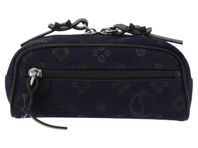 Marsupio Christian Louboutin Canvas Navy Silver Auth bs36819V Argento Blu navy - vista 13