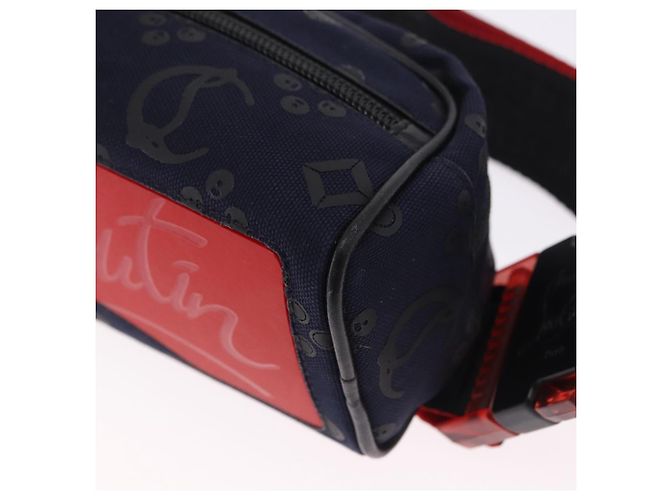 Marsupio Christian Louboutin Canvas Navy Silver Auth bs36819V Argento Blu navy - vista 16