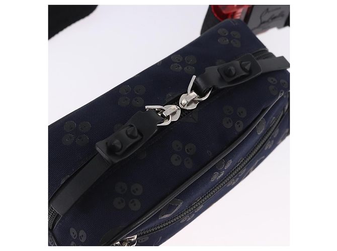 Marsupio Christian Louboutin Canvas Navy Silver Auth bs36819V Argento Blu navy - vista 20