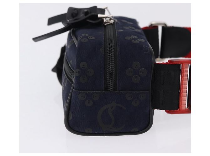 Marsupio Christian Louboutin Canvas Navy Silver Auth bs36819V Argento Blu navy - vista 3