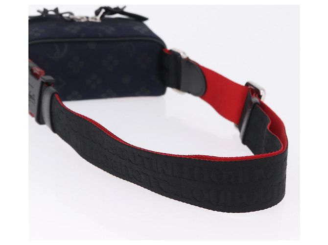 Marsupio Christian Louboutin Canvas Navy Silver Auth bs36819V Argento Blu navy - vista 7