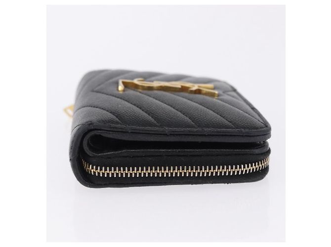 Autre Marque Portafoglio Bifold SAINT LAURENT in pelle nera e oro Auth hk4039 Nero D'oro - vista 3