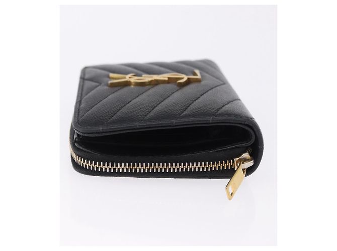 Autre Marque Portafoglio Bifold SAINT LAURENT in pelle nera e oro Auth hk4039 Nero D'oro - vista 4