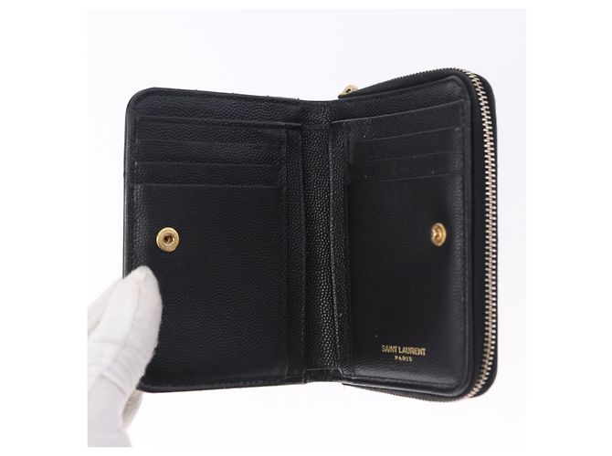 Autre Marque Portafoglio Bifold SAINT LAURENT in pelle nera e oro Auth hk4039 Nero D'oro - vista 9
