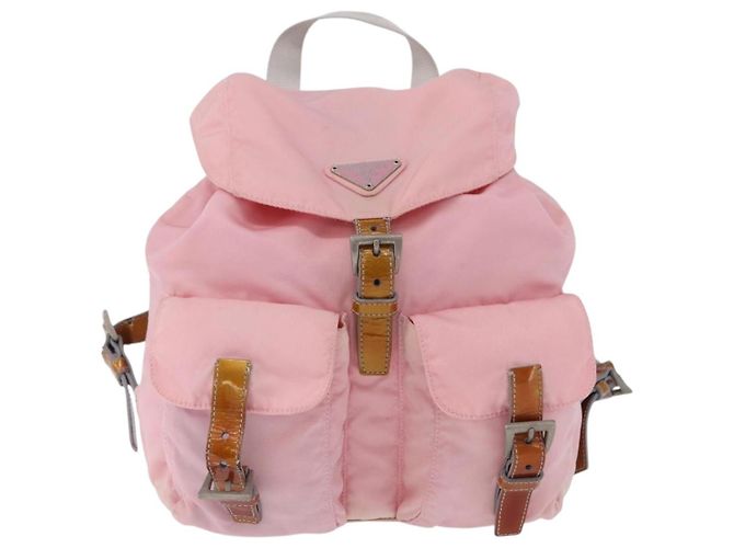 Mochila PRADA Nylon Pink Silver Auth 197051 Plata Rosa - vista 13