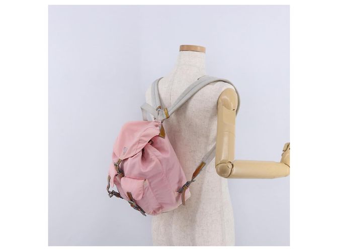 Mochila PRADA Nylon Pink Silver Auth 197051 Plata Rosa - vista 29