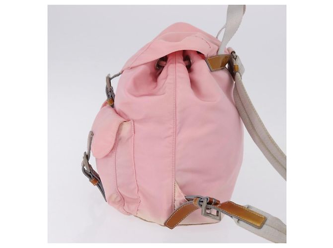 Mochila PRADA Nylon Pink Silver Auth 197051 Plata Rosa - vista 3