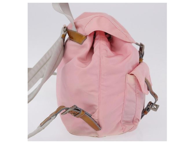 Mochila PRADA Nylon Pink Silver Auth 197051 Plata Rosa - vista 4