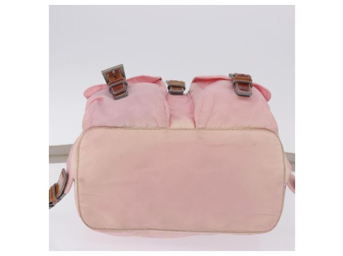 Mochila PRADA Nylon Pink Silver Auth 197051 Plata Rosa - vista 5