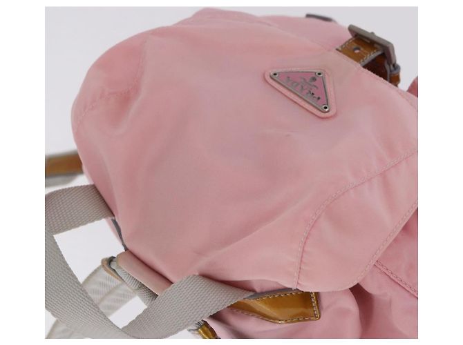 Mochila PRADA Nylon Pink Silver Auth 197051 Plata Rosa - vista 6