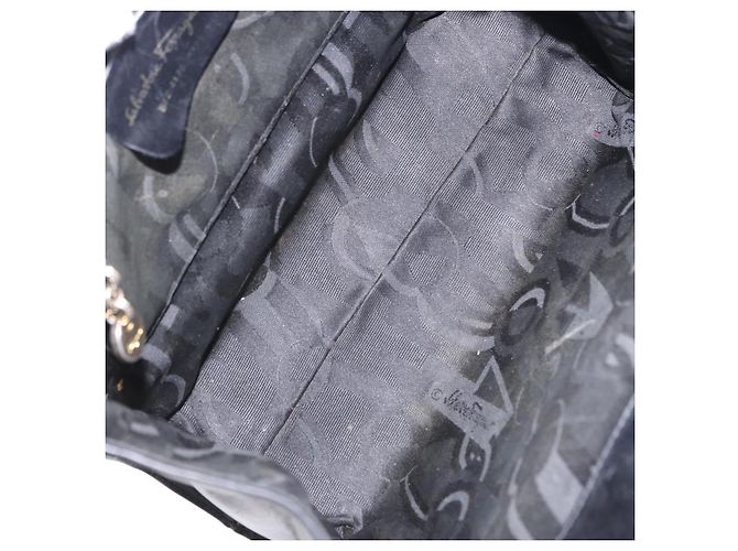 Borsa Salvatore Ferragamo Vala in pelle nera e oro autentica bs37001 Nero D'oro - vista 11
