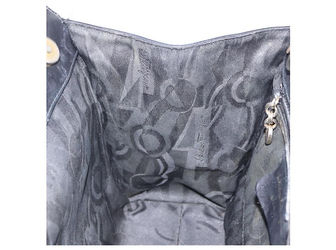 Borsa Salvatore Ferragamo Vala in pelle nera e oro autentica bs37001 Nero D'oro - vista 18
