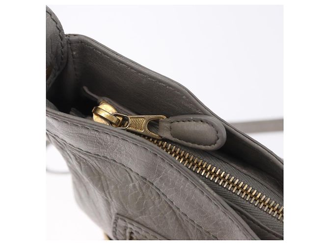 Borsa a tracolla BALENCIAGA Giant Hip in pelle grigia e oro 237203 Auth bs37003A Marrone D'oro - vista 10