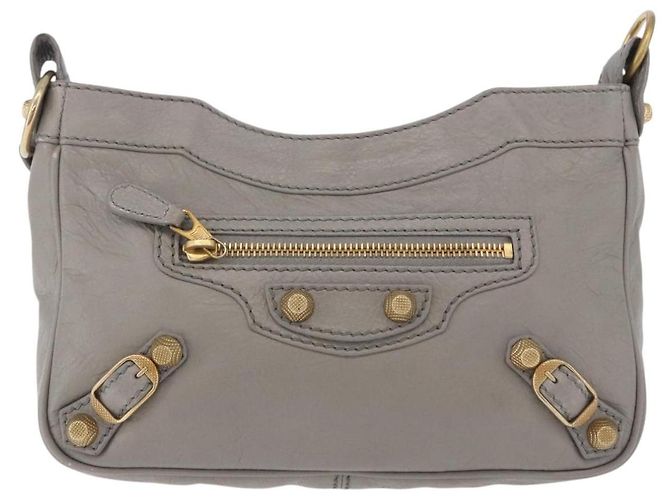 Borsa a tracolla BALENCIAGA Giant Hip in pelle grigia e oro 237203 Auth bs37003A Marrone D'oro - vista 13