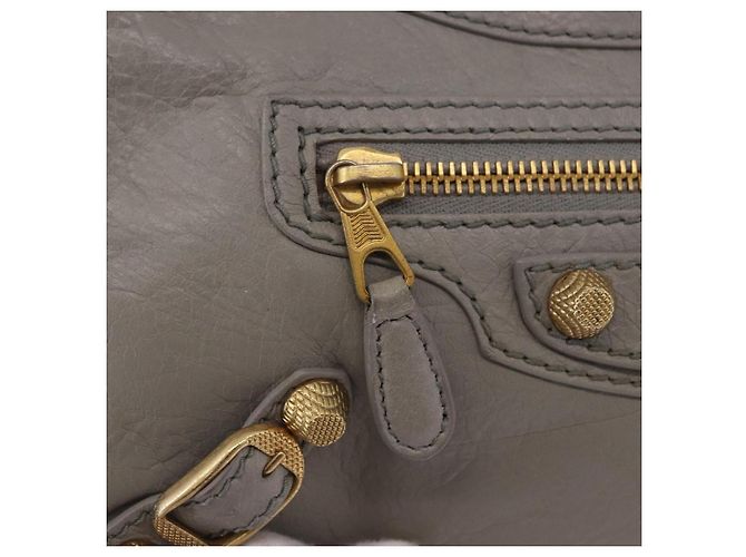 Borsa a tracolla BALENCIAGA Giant Hip in pelle grigia e oro 237203 Auth bs37003A Marrone D'oro - vista 17