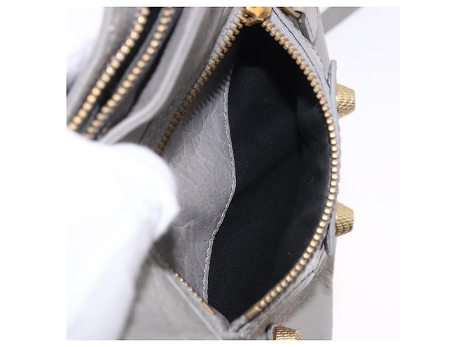 Borsa a tracolla BALENCIAGA Giant Hip in pelle grigia e oro 237203 Auth bs37003A Marrone D'oro - vista 23