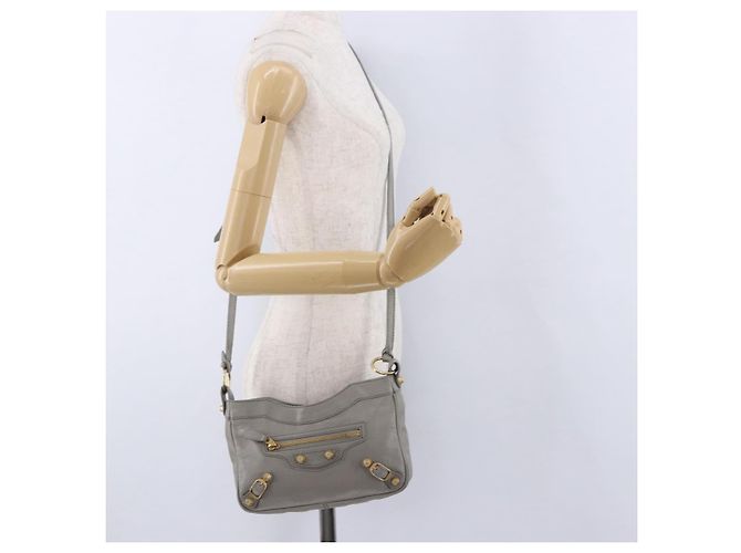 Borsa a tracolla BALENCIAGA Giant Hip in pelle grigia e oro 237203 Auth bs37003A Marrone D'oro - vista 24