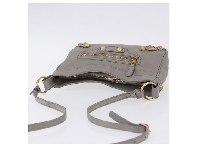 Borsa a tracolla BALENCIAGA Giant Hip in pelle grigia e oro 237203 Auth bs37003A Marrone D'oro - vista 6