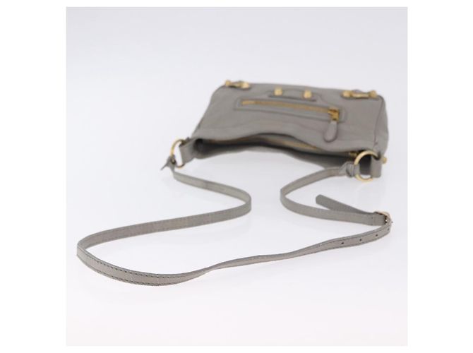 Borsa a tracolla BALENCIAGA Giant Hip in pelle grigia e oro 237203 Auth bs37003A Marrone D'oro - vista 7