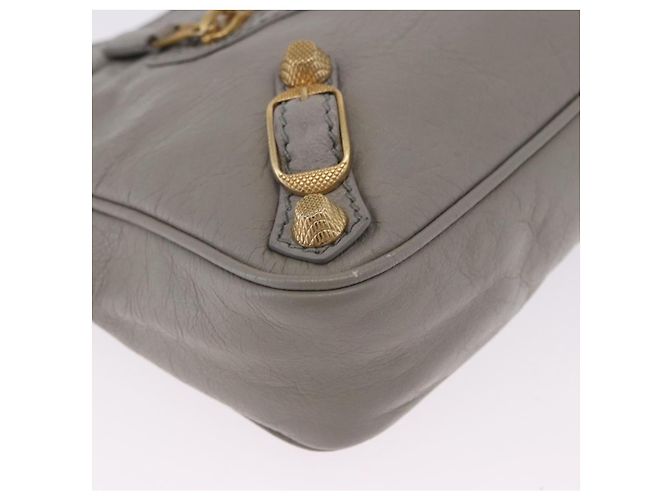 Borsa a tracolla BALENCIAGA Giant Hip in pelle grigia e oro 237203 Auth bs37003A Marrone D'oro - vista 9