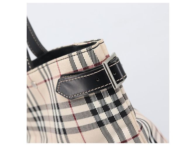Borsa Tote BURBERRY Nova Check Blue Label in tela beige e argento Auth hk4052A - vista 10