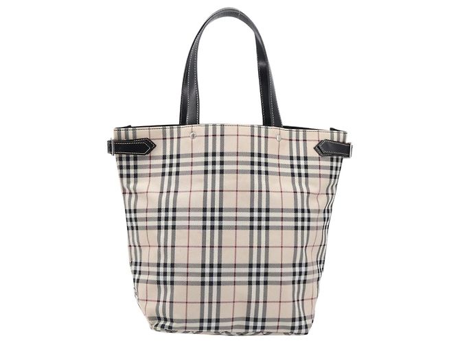 Borsa Tote BURBERRY Nova Check Blue Label in tela beige e argento Auth hk4052A - vista 13