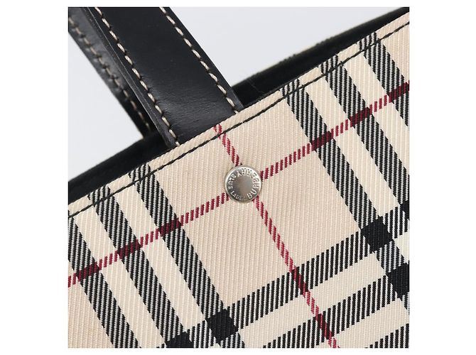 Borsa Tote BURBERRY Nova Check Blue Label in tela beige e argento Auth hk4052A - vista 17