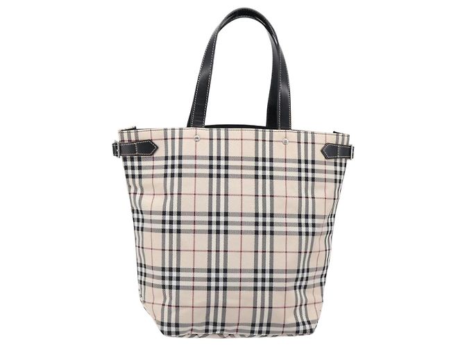 Borsa Tote BURBERRY Nova Check Blue Label in tela beige e argento Auth hk4052A - vista 2