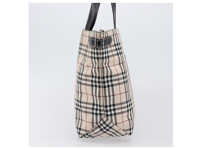 Borsa Tote BURBERRY Nova Check Blue Label in tela beige e argento Auth hk4052A - vista 3
