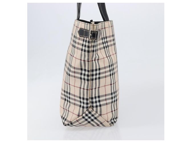 Borsa Tote BURBERRY Nova Check Blue Label in tela beige e argento Auth hk4052A - vista 4