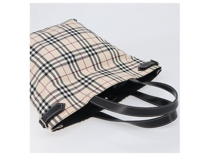 Borsa Tote BURBERRY Nova Check Blue Label in tela beige e argento Auth hk4052A - vista 6