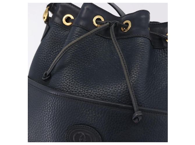 Borsa a tracolla GUCCI in pelle blu navy e oro 001 39 0791 Auth BA15410 - vista 10
