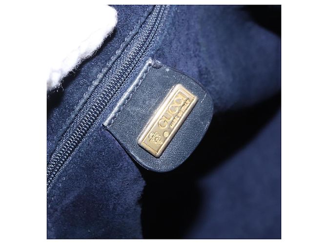 Borsa a tracolla GUCCI in pelle blu navy e oro 001 39 0791 Auth BA15410 - vista 11