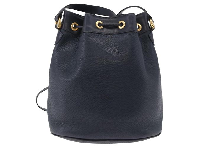 Borsa a tracolla GUCCI in pelle blu navy e oro 001 39 0791 Auth BA15410 - vista 2