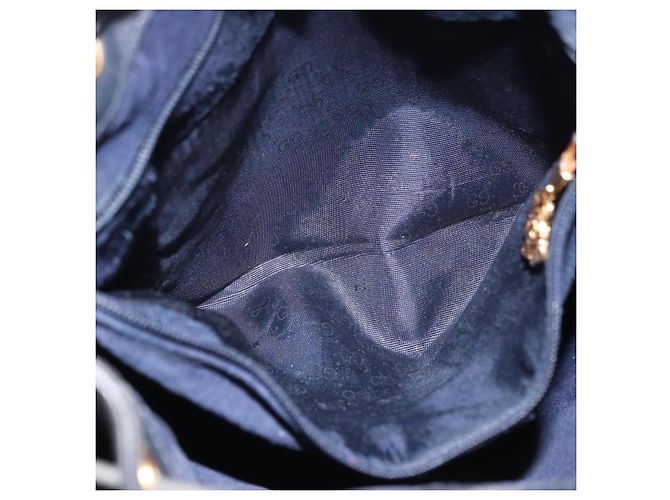 Borsa a tracolla GUCCI in pelle blu navy e oro 001 39 0791 Auth BA15410 - vista 22