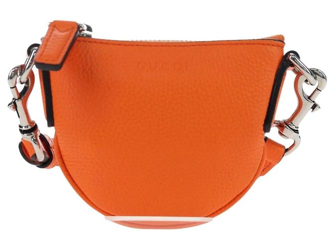Borsa a tracolla Micro Logo GUCCI in pelle Orange Silver 821831 Auth 200280V Argento Arancione - vista 13