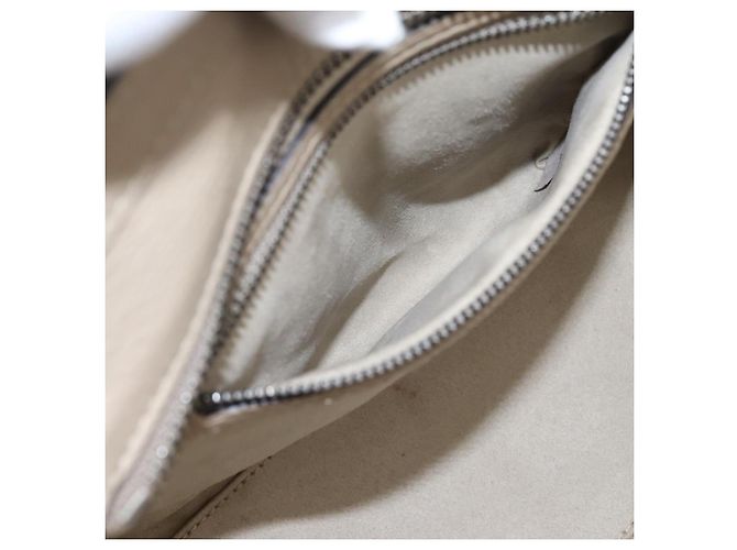 Céline CELINE Luggage Micro Shopper Hand Bag Leather Beige Silver Auth 200973V Argento - vista 21