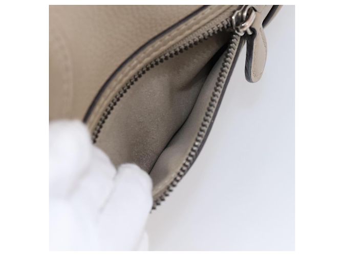 Céline CELINE Luggage Micro Shopper Hand Bag Leather Beige Silver Auth 200973V Argento - vista 22
