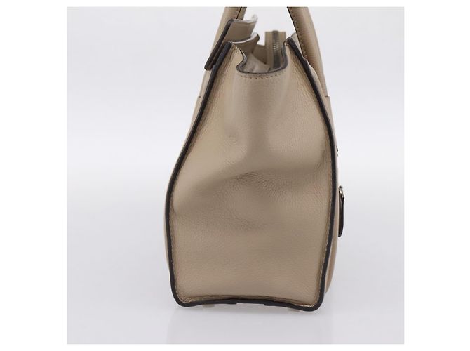 Céline CELINE Luggage Micro Shopper Hand Bag Leather Beige Silver Auth 200973V Argento - vista 3