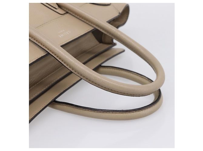 Céline CELINE Luggage Micro Shopper Hand Bag Leather Beige Silver Auth 200973V Argento - vista 7