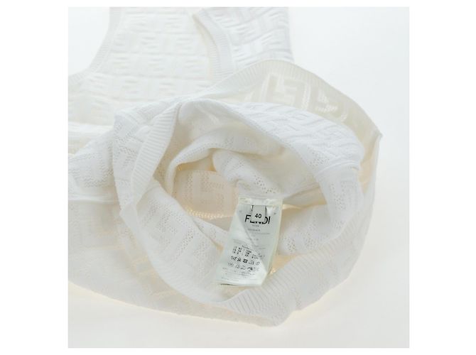 Camicia intera FENDI Zucca Canvas White Auth 193726M Bianco - vista 19