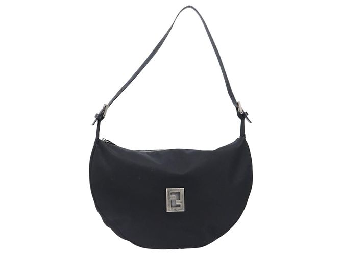 Borsa a tracolla FENDI Nylon Nero Argento Auth 200978 - vista 13