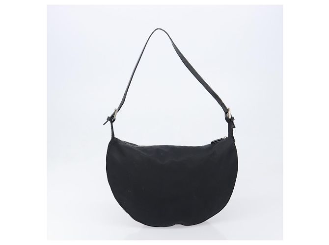 Borsa a tracolla FENDI Nylon Nero Argento Auth 200978 - vista 2