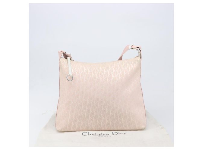 Borsa a tracolla Christian Dior Trotter Canvas Rosa Argento Auth bs36839 - vista 12