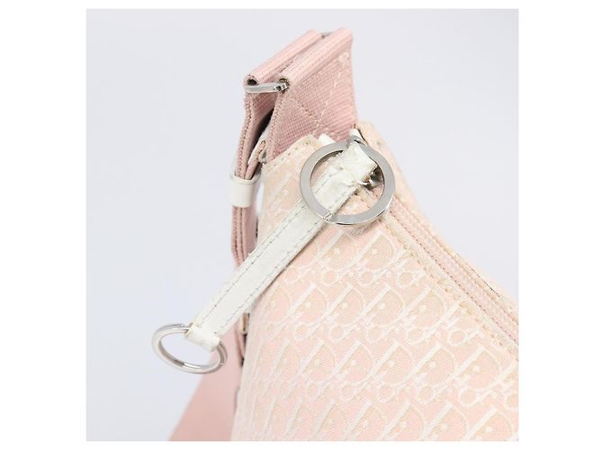 Borsa a tracolla Christian Dior Trotter Canvas Rosa Argento Auth bs36839 - vista 18