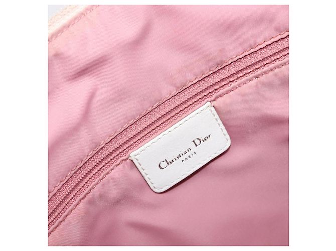Borsa a tracolla Christian Dior Trotter Canvas Rosa Argento Auth bs36839 - vista 19